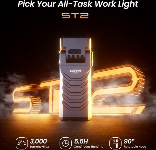 Sofirn ST2 Rotations-Taschenlampe mit 3000LM, SFT42R LED, 6000K, Rotlicht 660nm, UV 365nm und USB-C wiederaufladbar - Bild 1