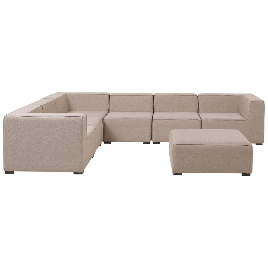 Beliani Lounge Set AREZZO Ecksofa mit Sessel und Ottomane in Beige, B/T/H: 250 x 320 x 65 cm - Bild 2