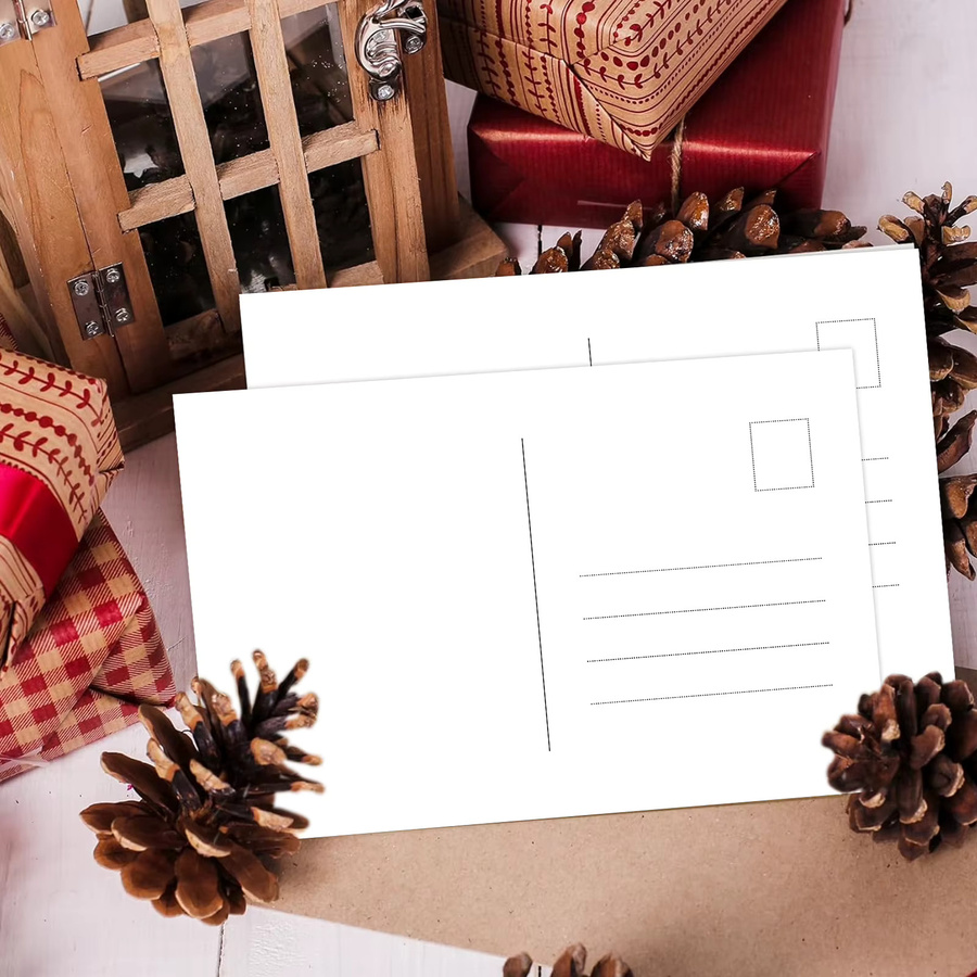 60er-Pack leere Postkarten aus Papier, unbeschichtet und kariert, Farbe: Weiß - Bild 3