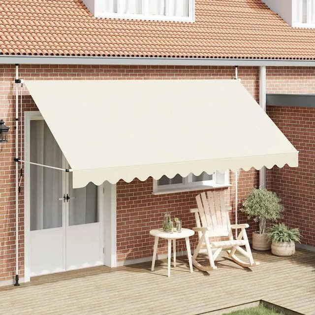 Furnicato Einziehbare Markise Handbetrieben aus Polyester in Cremeweiß, Breite: 400 cm - Bild 1