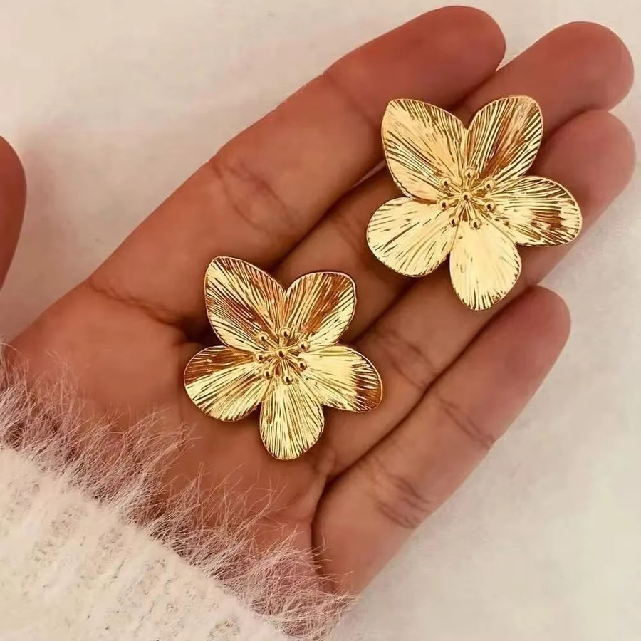 AETEEY Ohrringe Blumen, Edelstahl, Gold, Damen - Bild 3