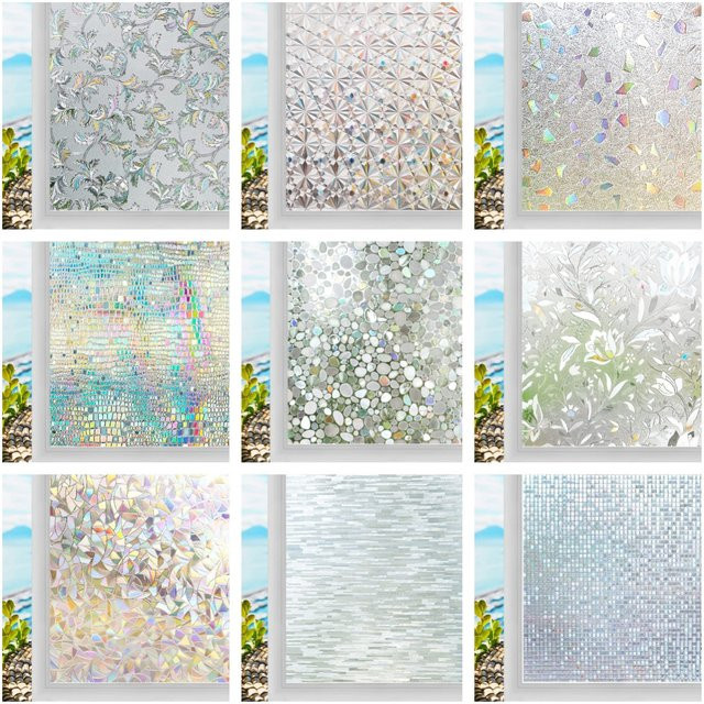 BUNPIG 3D-Mosaik Regenbogen Fensterfolie in Multicolour mit UV-Schutz und Wärmeisolierung, Breite: 60 cm, Höhe: 200 cm - Bild 1