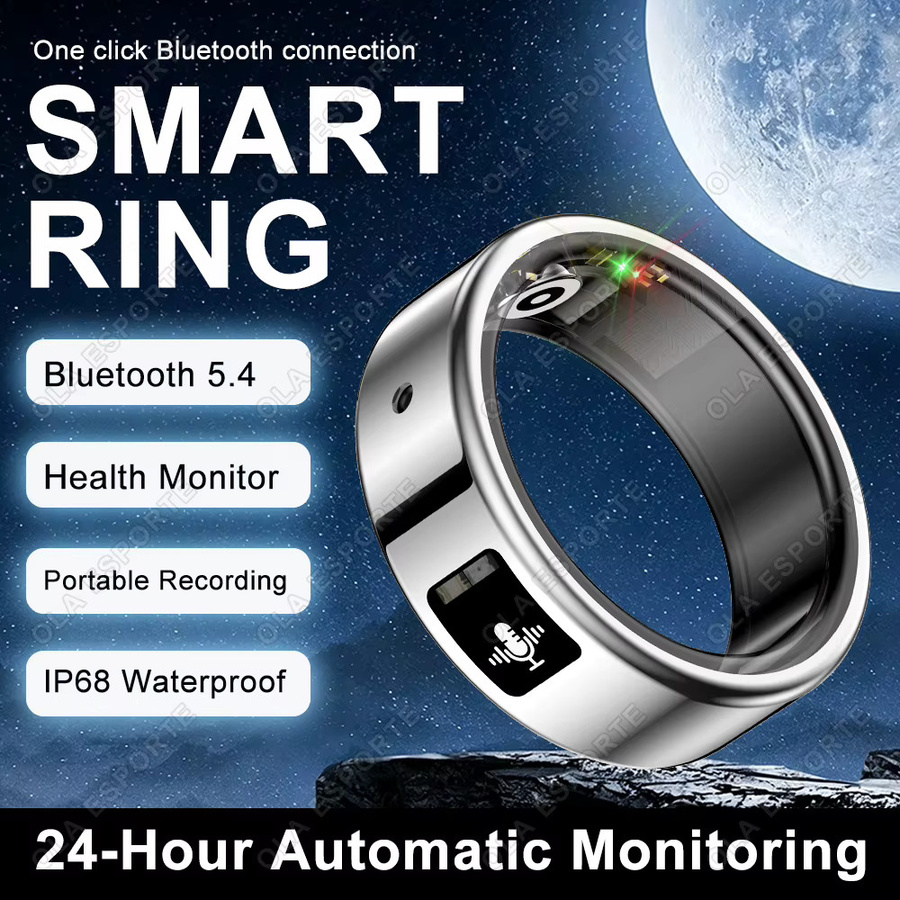 Ola Esporte KI-Smartring in Silber mit Herzfrequenz-Gesundheitsüberwachung, Gestensteuerung und KI-Übersetzung, wasserdicht und unisex - Bild 5