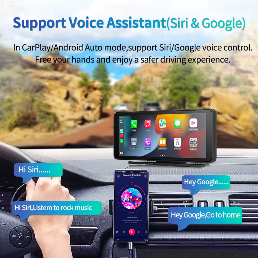 Imagebon 6,86 Zoll Dashcam Rückspiegelkamera mit ADAS, Wireless CarPlay, Android Auto, Bluetooth, AUX, GPS und FM, Schwarz - Bild 5