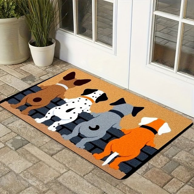 VIKAMA Fußmatte mit Cartoon-Hunden, rutschfest und waschbar, rechteckiger Teppich in Multicolour, Breite: 60 cm, Tiefe: 40 cm - Bild 1