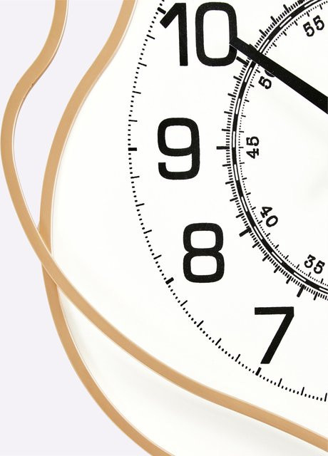 Impressionen Wanduhr analog mit Quarzwerk in Goldfarben-Weiß aus Metall und MDF - Bild 1