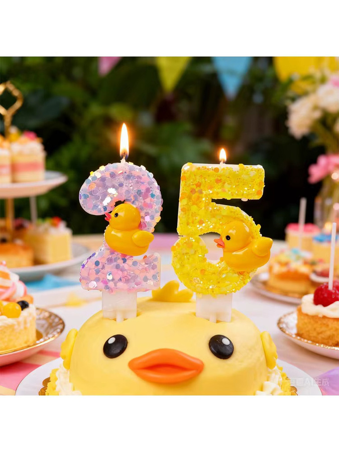 Potdemiel Enten-Kerzen Tortendekoration für Geburtstage und Babypartys, Mehrfarbig - Bild 3