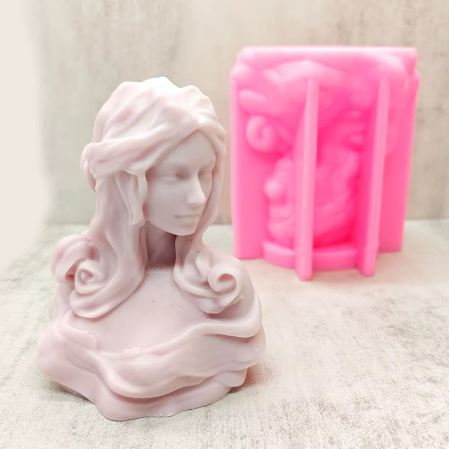 Silikonform für DIY Duftkerzen in Form einer europäischen Göttinnen-Büste zur Gestaltung von Skulpturen und Tischdeko in Weiß - Bild 2