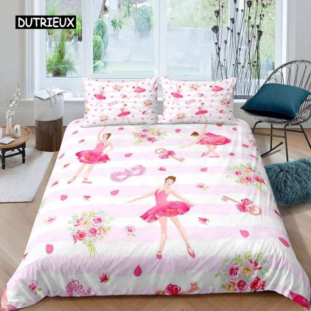 Bettwäsche-Set Balletttänzerin von Binchi Outdoor Product in Pink mit Motiv für Kinder, Mikrofaser, B/H: 200 x 200 cm - Bild 1