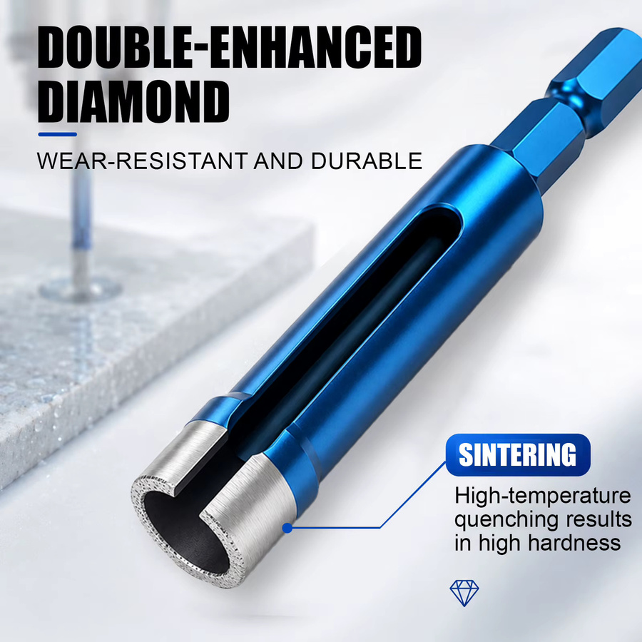 ACFAN Gesinterte Diamantbohrer Lochsäge mit Sechskantschaft für Fliesen, Glas, Marmor und Granit, Blau, Durchmesser: 6,0 mm - Bild 4