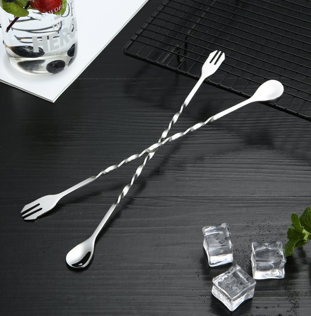 Edelstahl Gewinde Bar Löffel Swizzle Stick in Silber für Kaffee, Cocktail und Mojito - Bild 1