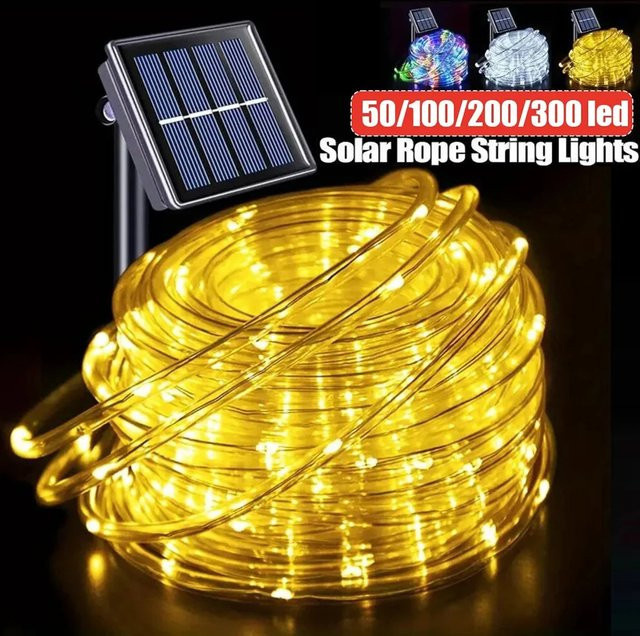 OKAL RED EAST Solar LED Neon Flex Lichterkette Warmweiß für Garten, Hochzeit und Party - Bild 1