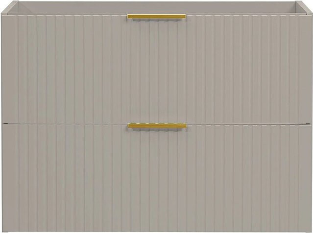 Vente-unique Waschbeckenunterschrank Zevara in Beige im Art-déco-Stil mit gerippter Oberfläche, Breite: 80 cm, Höhe: 57 cm, Tiefe: 46 cm - Bild 1