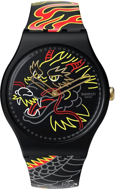 Swatch Analoguhr, Kunststoff, 49 mm, Schwarz, Unisex - Bild 1