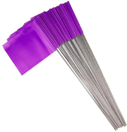 100 Stück Markierungsfahnen aus PVC in Violett, wasserdichte und lichtechte Rasenfahnen zur Landschaftsbeschilderung und als Sprinklerfahnen von Puntos - Bild 1