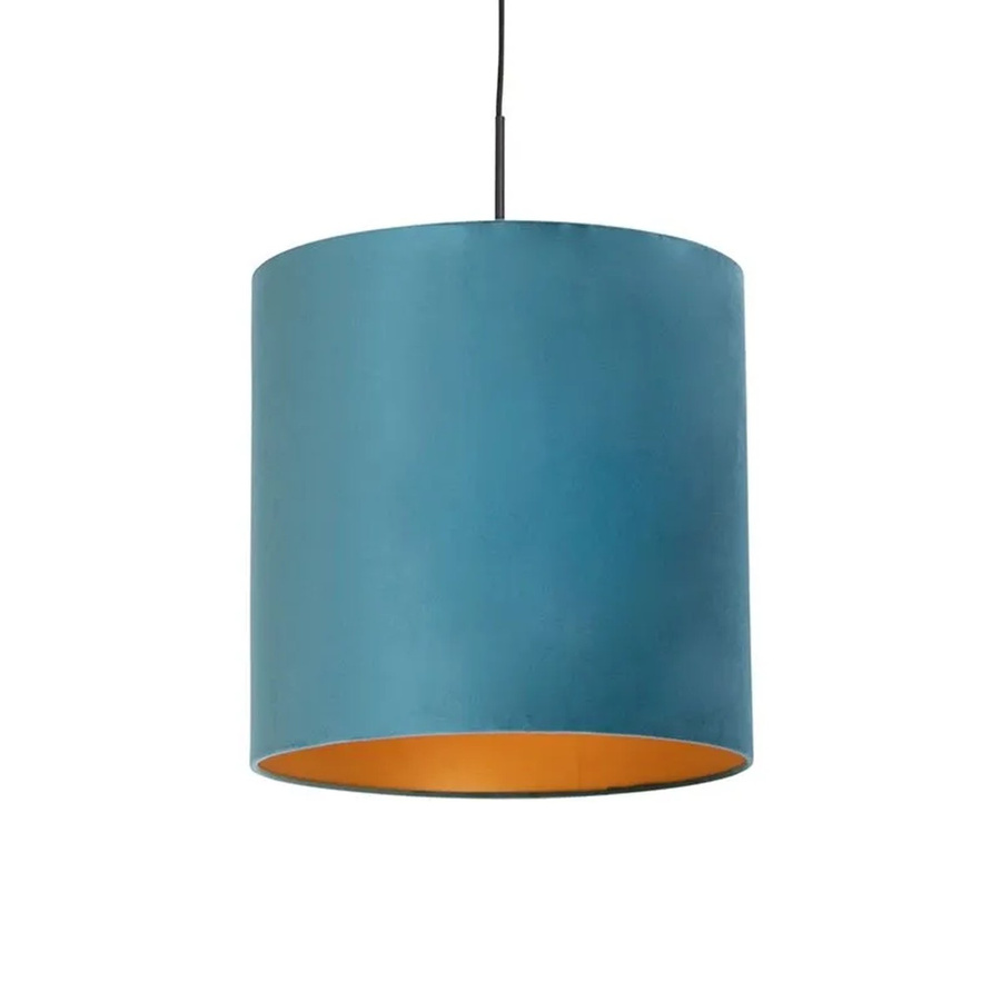 QAZQA Hängelampe mit Samtschirm in Blau und Gold, dimmbar, E27, Durchmesser: 40 cm - Bild 2
