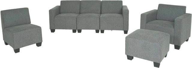 MCW Sofa-System Moncalieri 6-teilige modulare Couch-Garnitur in Grau mit Stoffbezug und Ottoman im Lounge-Stil - Bild 2
