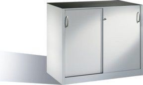 C + P Werkzeug-Beistellschrank Acurado mit Schiebetüren, Stahl, Lichtgrau, H 1000 x B 1200 x T 600 cm - Bild 1