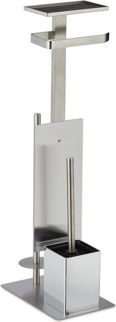 Relaxdays WC Garnitur aus Edelstahl in Silber, freistehend, H: 69 cm, B: 25 cm, T: 18 cm - Bild 1