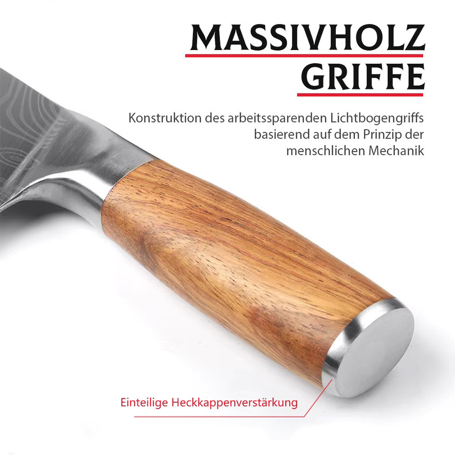 ZENG Damaskus Kochmesser aus Silber mit Holzgriff zum Filetieren von Fleisch, Fisch und Gemüse - Bild 5