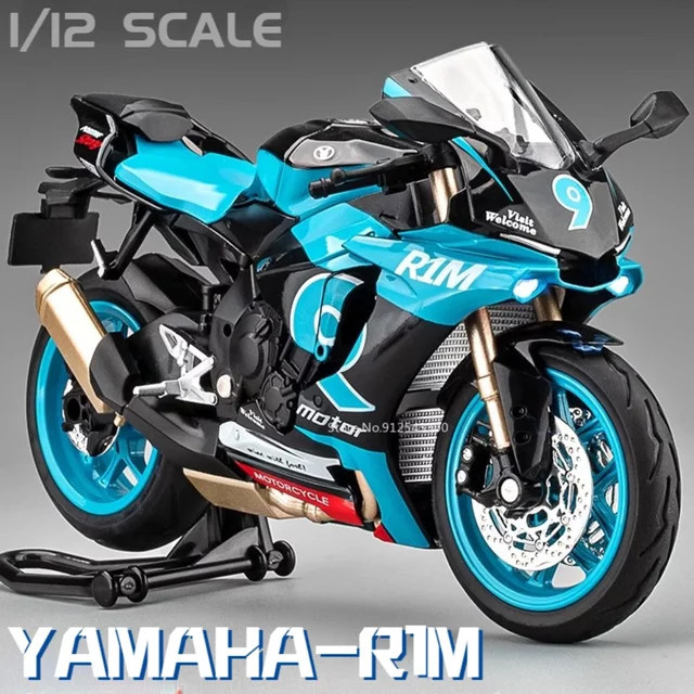 Caipo Yamaha R1M Motorrad Modell, 1:12, Metall, Blau - Bild 1