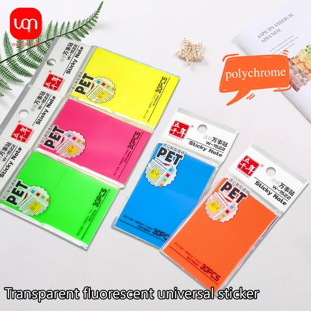WQN Transparente Haftnotizen in Mehrfarbig, Wasserfestes Schul- und Büromaterial, B: 7,6 cm, H: 5,1 cm - Bild 1
