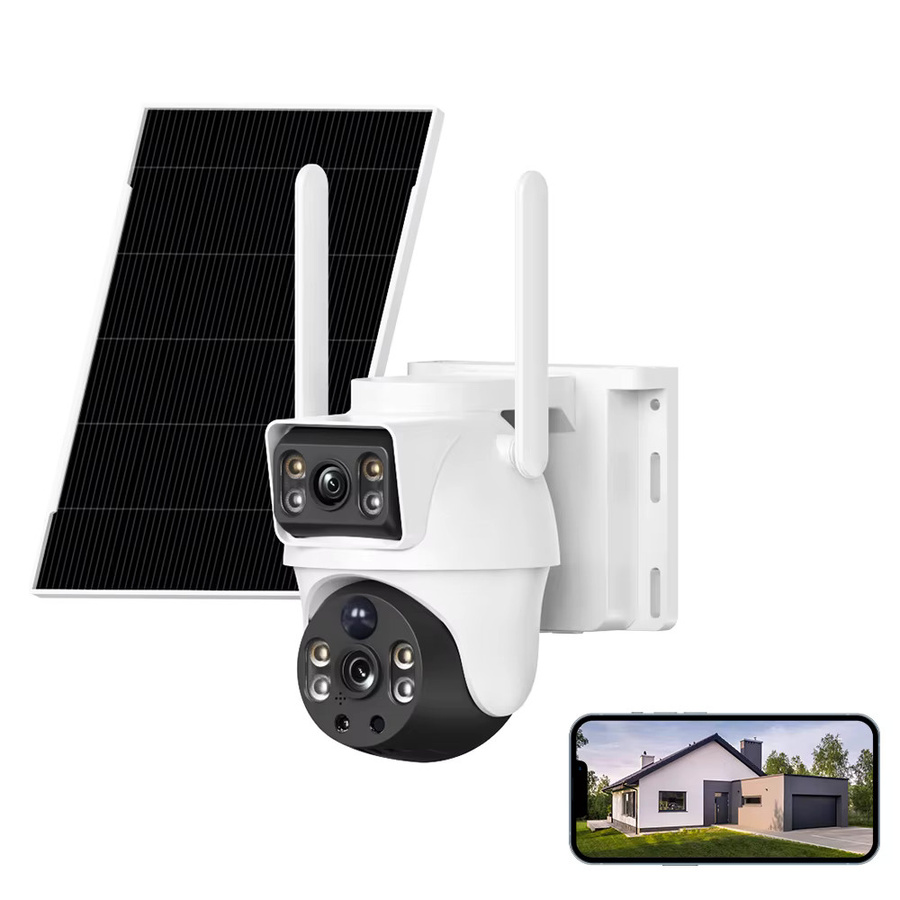 V380 Pro WiFi Solar Kamera mit Dual Linsen, 8MP 4K Outdoor IP Kamera, Low Power Batterie, PIR Bewegungsmelder und Nachtsicht, Farbe: Weiß - Bild 7