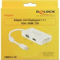 Delock Mini-DisplayPort auf VGA, HDMI und DVI Adapter in Weiß - Bild 1