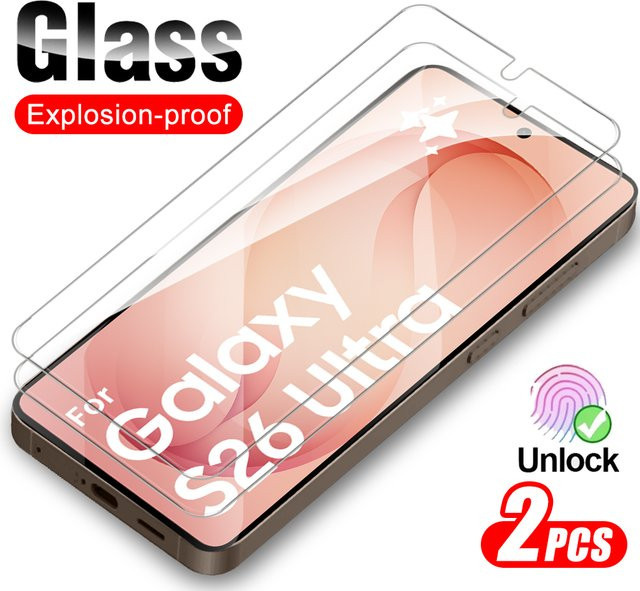Samsung Galaxy S26 Ultra S26+ 5G Displayschutzfolien aus gehärtetem Glas, 2 Stück, transparent - Bild 1