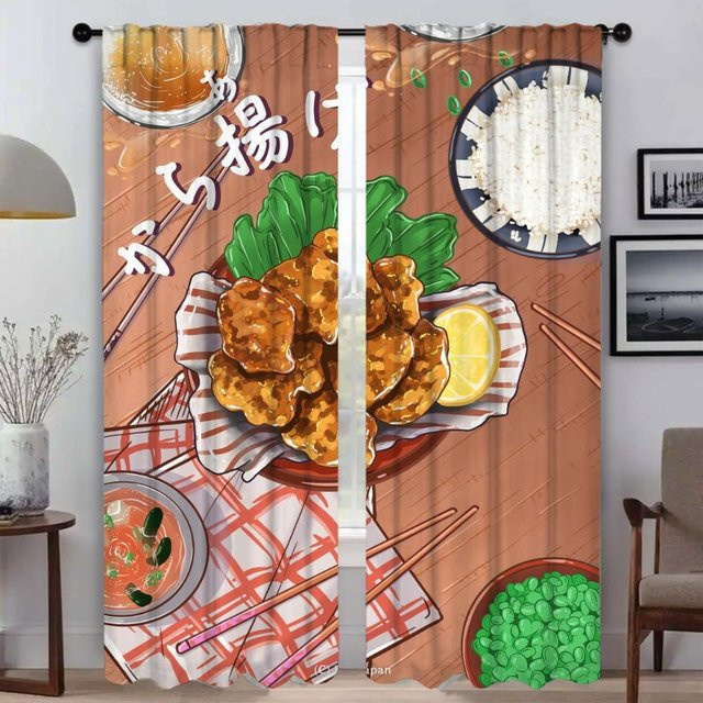 Digitale Illustrationen Tüllvorhänge für Wohnzimmer und Schlafzimmer, 2er-Set, Mehrfarbig, B: 50 cm, H: 70 cm - Bild 1