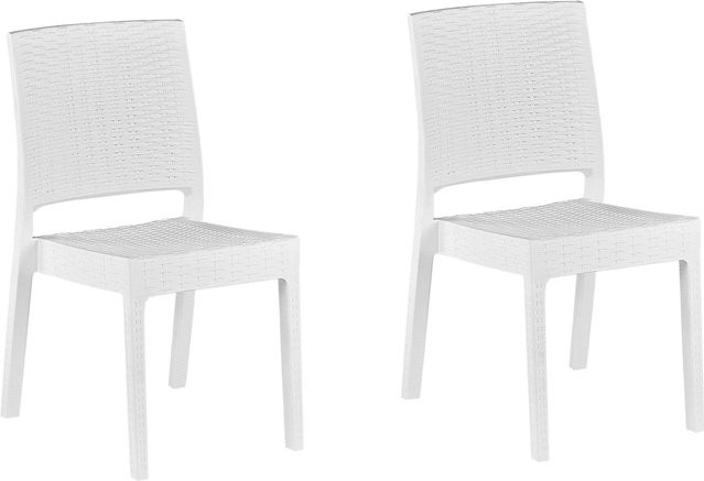 Beliani Gartenstuhl Weiss, stapelbar, B/T/H: 47 x 60 x 89 cm - Bild 1