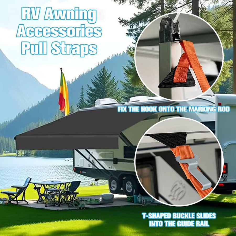 CHEDONGDONG Storm Band Straps zur Markisenbefestigung für Caravan und Camping, orangefarbene Spanngurte für Thule, Fiamma und Dometic Markisen - Bild 4