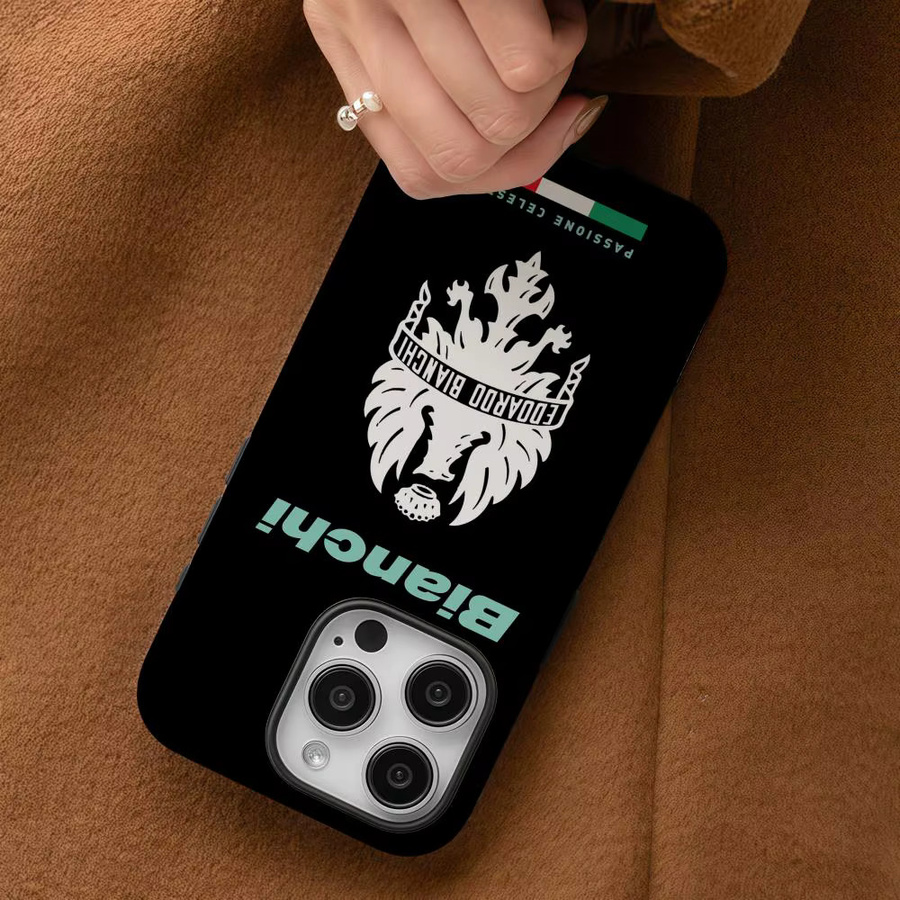 B-Bianchi-S Handyhülle für iPhone 12 bis 17 Pro Max Plus mit glänzender HD-Doppelschicht-Flüssighartschale in Schwarz und Weiß - Bild 4