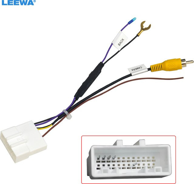 LEEWA RCA Video Stecker Konverter Kabel für Nissan Dualis J10 (07-13) 24Pin Rückfahrkamera Adapter - Bild 1