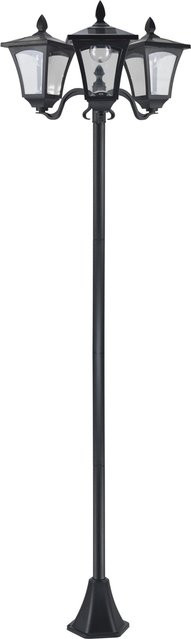 Outsunny Solar Gartenlaterne mit 3 LED-Leuchten in Schwarz, Edelstahl-Design, IP44 wetterfest, 120 Lumen, B: 51,5 cm, T: 47 cm, H: 182,5 cm - Bild 1