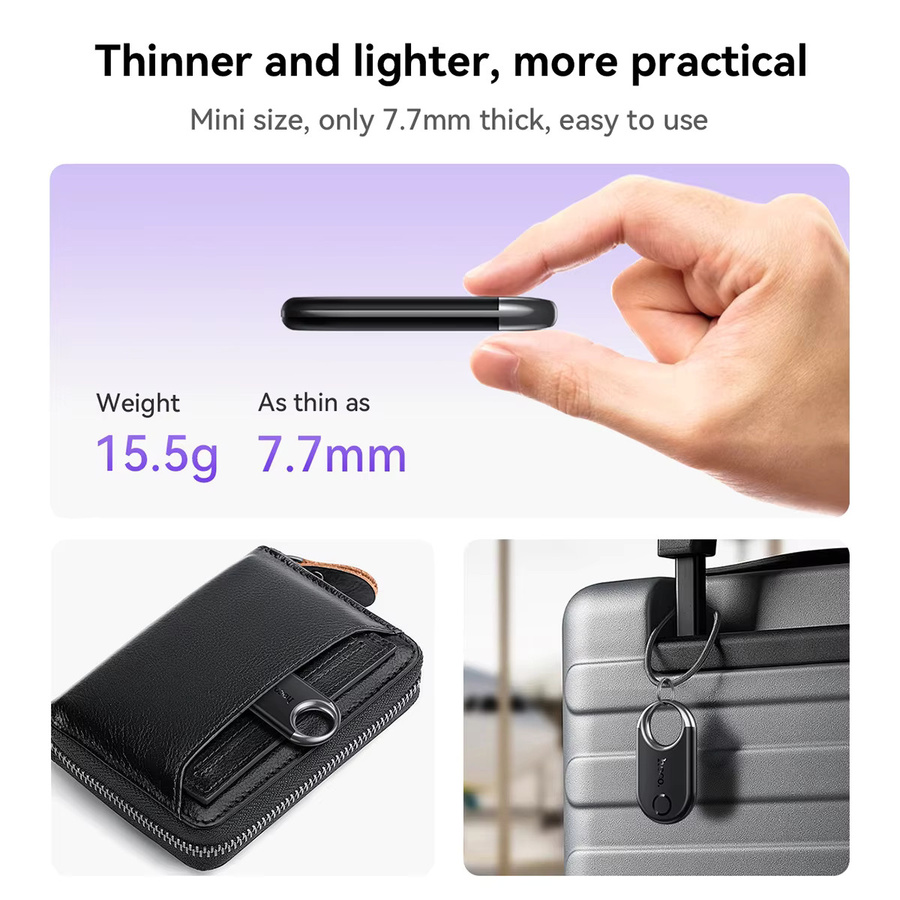 HOCO Smart Android Tracker Tag mit Google Find My Unterstützung, Bluetooth GPS Finder Locator für Schlüssel, Haustiere und Gepäck in Schwarz oder Lila - Bild 2