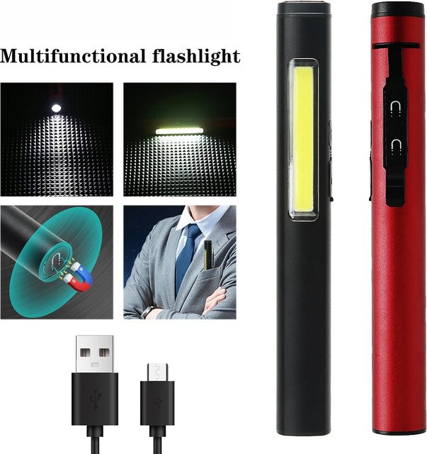 LONGRIVER Mini LED XPE COB Flutlicht Taschenlampe mit 300lm, USB wiederaufladbar, mit Magnet und Schlüsselbund-Funktion - Bild 1