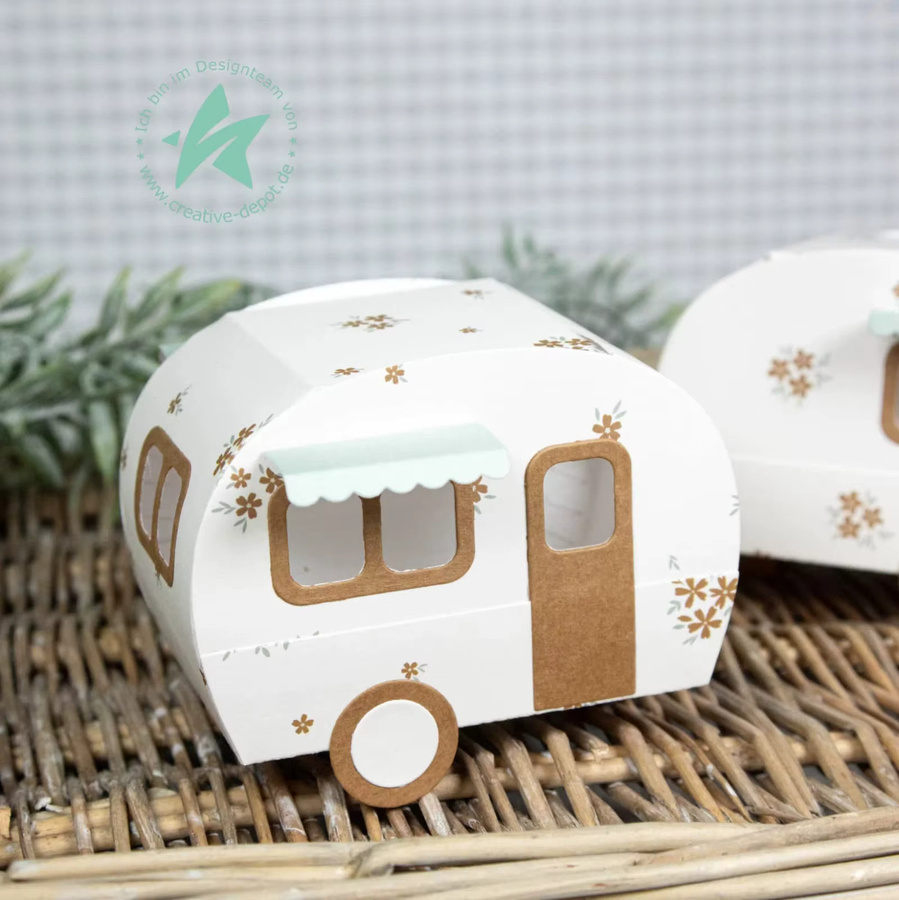 Metall-Stanzform Kleiner Camper für DIY Scrapbooking und Bastelarbeiten in Weiß - Bild 2