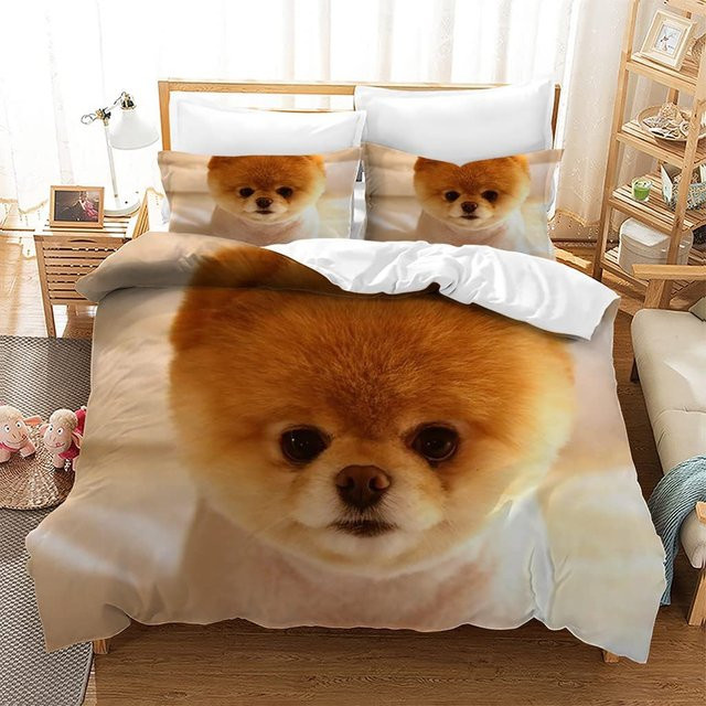 Bettwäsche Set Zwergspitz mit 3-teiligem Design für Teenager von Your Warm Home, Mehrfarbig, B/H: 140 x 200 cm - Bild 1