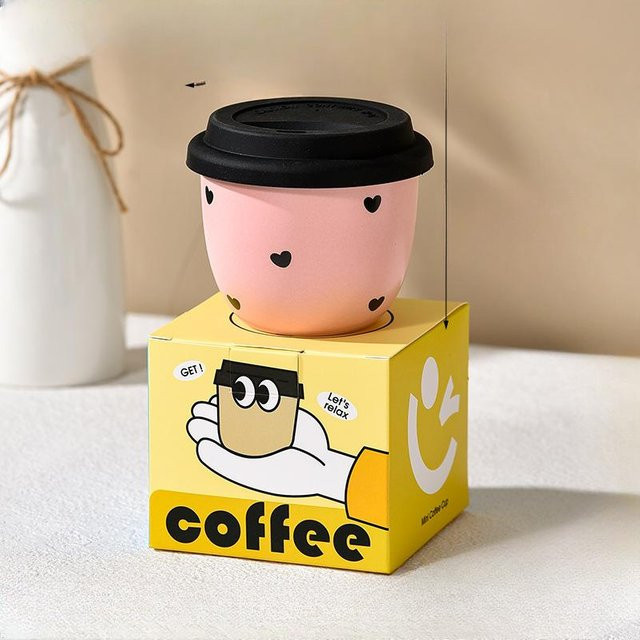 Keramiktasse mit Deckel von Yiran bag in Rosa, 245 ml - Bild 1