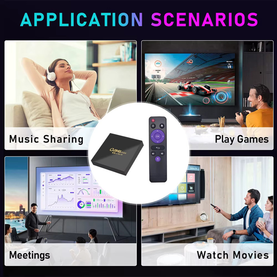 Q96 MAX Smart TV-Box Android 15.0 mit 4K UHD, Dual WiFi 4G 5G und Quad-Core Prozessor, Schwarz - Bild 4