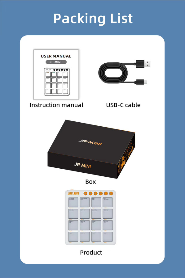 JAMJUM JP-MINI MIDI-Pad-Controller mit 16 RGB-Pads, Bluetooth und integriertem Akku in Weiß - Bild 2