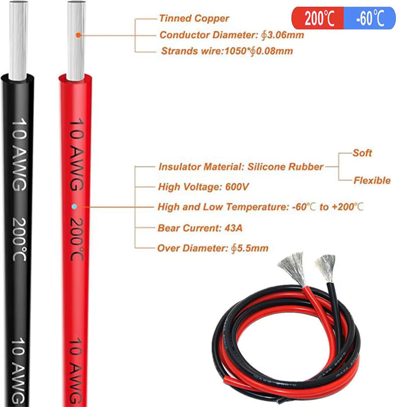bytebattle XT90 zu O-Ring Verbindungskabel aus 10 AWG Silikondraht für Lithium-Polymer-Batterien, Länge: 1 m bis 10 m - Bild 4