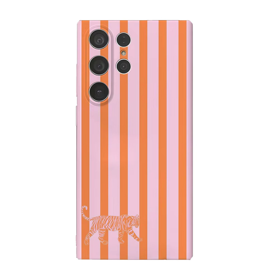 Potdemiel Handyhülle mit rosa-orange gestreiftem Tiger-Design für Samsung Galaxy S25 S24 S23 Ultra Plus A35 A322 Glänzendes Hard Cover - Bild 7
