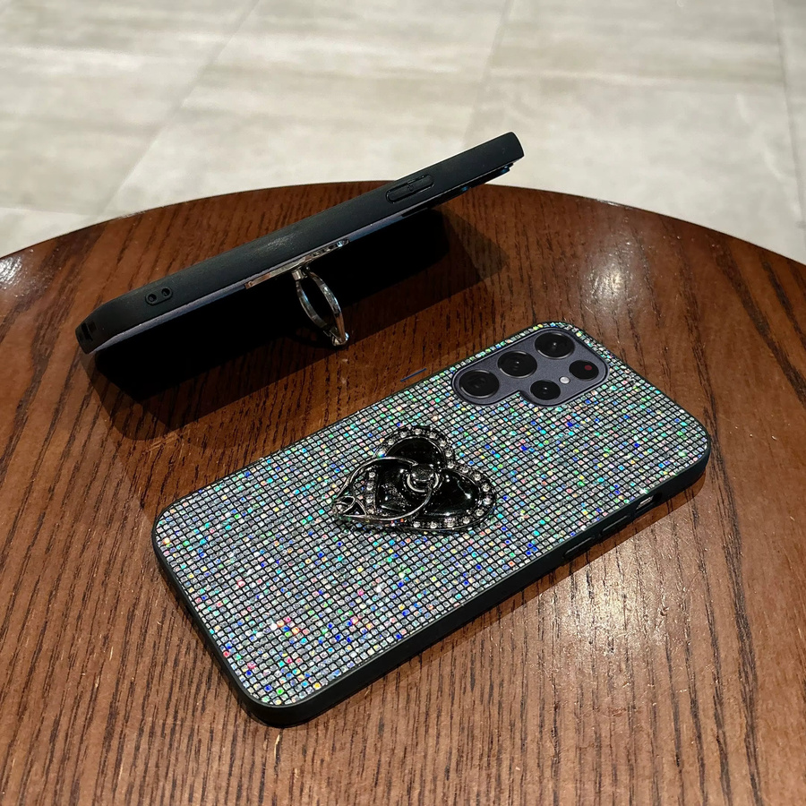 Glitzer Handyhülle mit Herz-Design für Samsung Galaxy S22 S23 S24 S25 S26 Ultra FE Plus in Schwarz - Bild 2