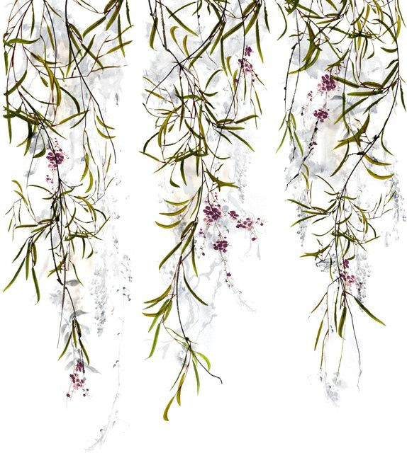 Marburg Vliestapete Blumen Crushed-Optik Modern Weiß B: 270 cm x H: 210 cm - Bild 1
