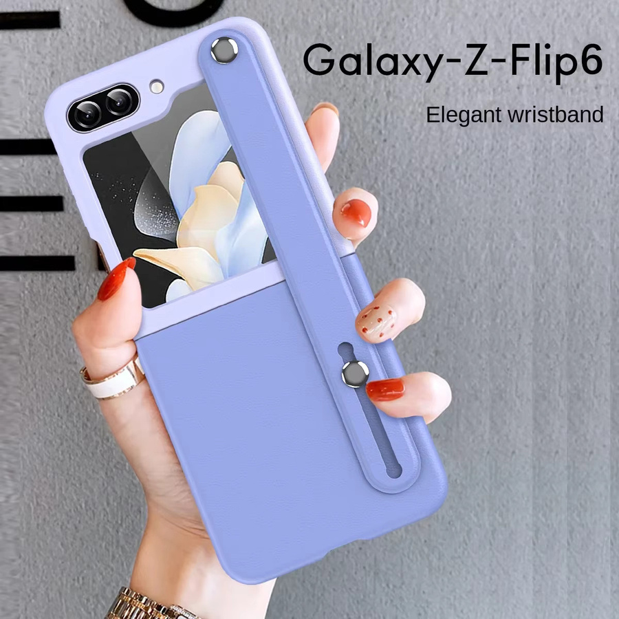 Samsung Galaxy Z Flip 6 5 4 3 5G Handyhülle mit Handgelenkschlaufe und Scharnierschutz aus Kunststoff in Purple - Bild 4