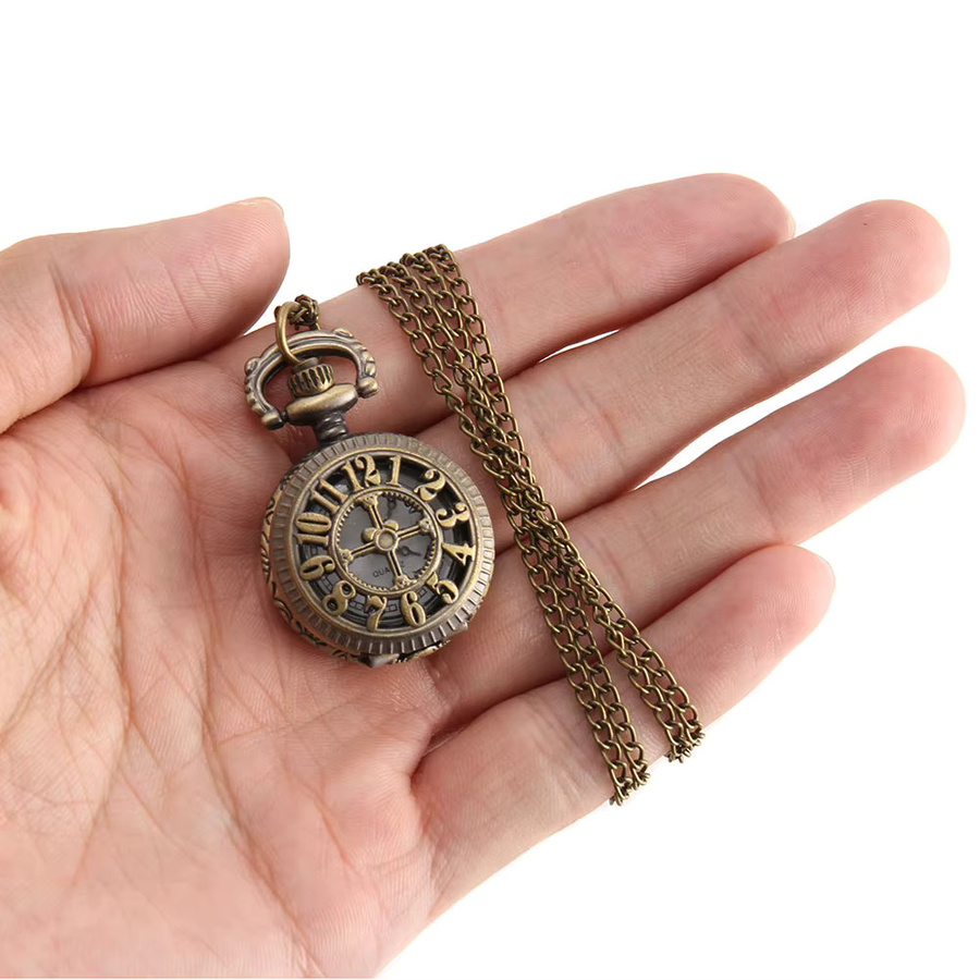 Taschenuhr an Kette, Bronze, Quarz, Vintage, Unisex - Bild 3