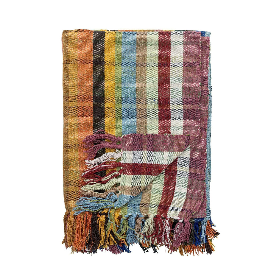 Bloomingville Plaid Elmy in Orange mit Karomuster aus recycelter Baumwolle, B/T: 160 x 130 cm - Bild 1