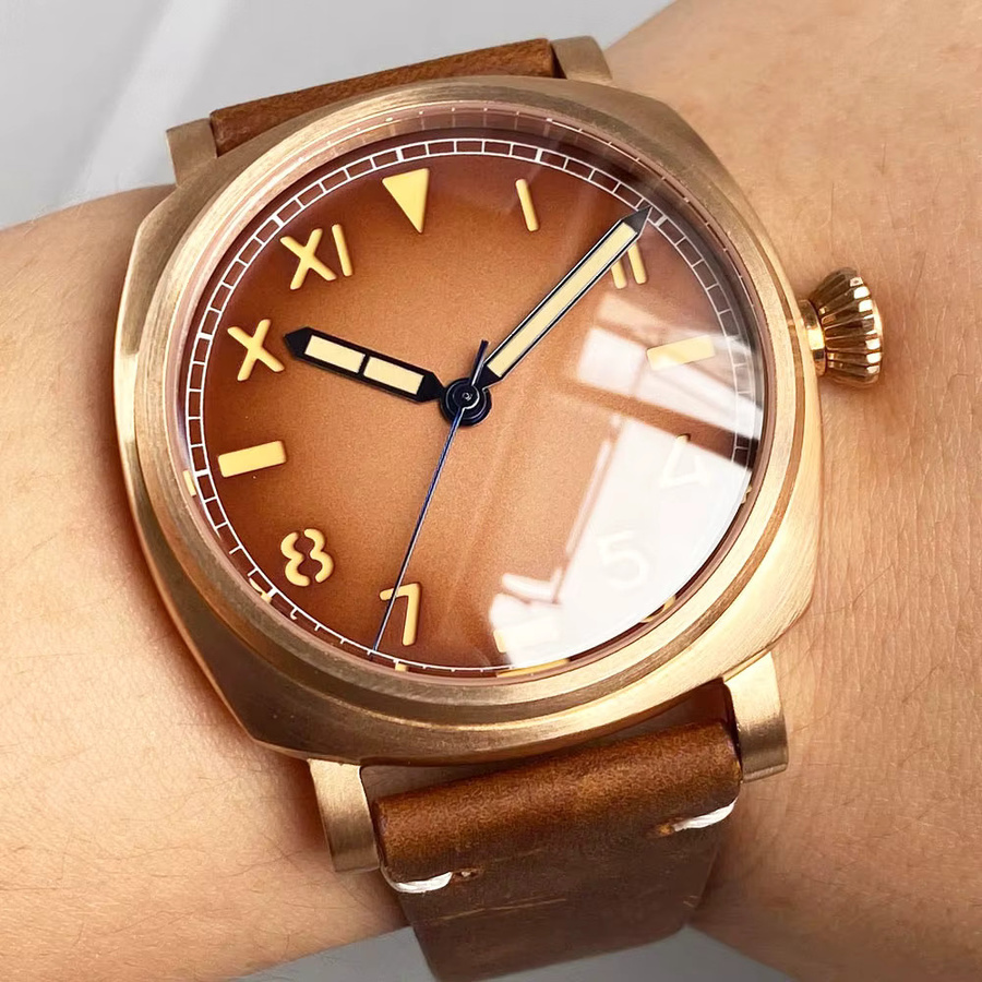 CUSN8 Armbanduhr Bronze, Automatik, Saphirglas, 42 mm, Leder, Unisex - Bild 2